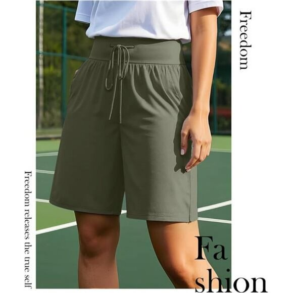 Womens High Waisted Bermuda Shorts Cotton Lounge Gym Casual Comfy 3 Pack - Picture 4 of 7